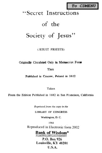 Secret Instructions of the Society of Jesus (version 2)