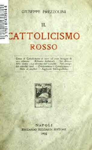 Il Cattolicismo rosso. Studio sul presente movimento di riforma nel Cattolicismo