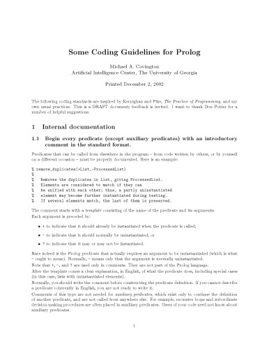 Some coding guidelines for Prolog