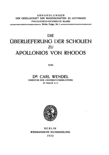 Die Überlieferung der Scholien zu Apollonios von Rhodos