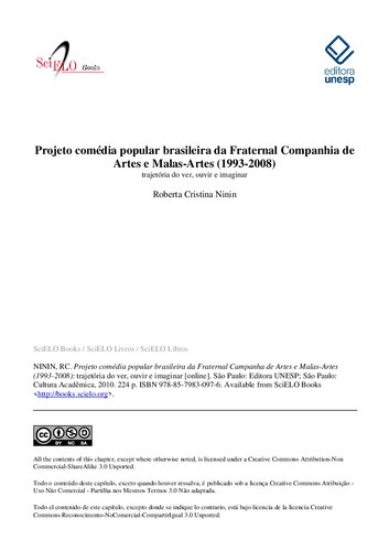 Projeto comédia popular brasileira da Fraternal Companhia de Artes e Malas-Artes (1993-2008): trajetória do ver, ouvir e imaginar