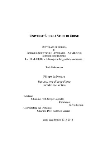 Filippo da Novara: Des .iiij. tenz d’aage d’ome: un’edizione critica