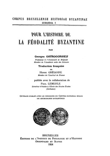 Pour l'histoire de la féodalité byzantine