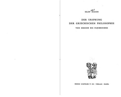 Der Ursprung der Griechischen Philosophie: von Hesiod bis Parmenides