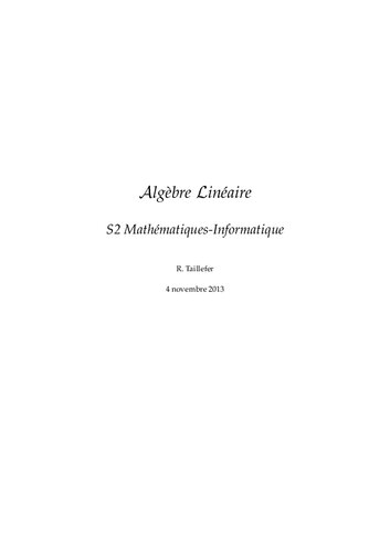 Algèbre Linéaire (S2 Mathématiques-Informatique)