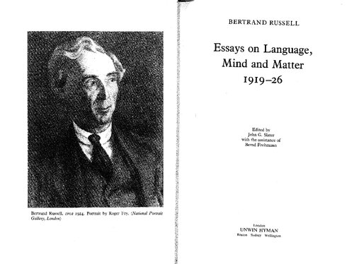 Essays on Language, Mind and Matter 1919-26