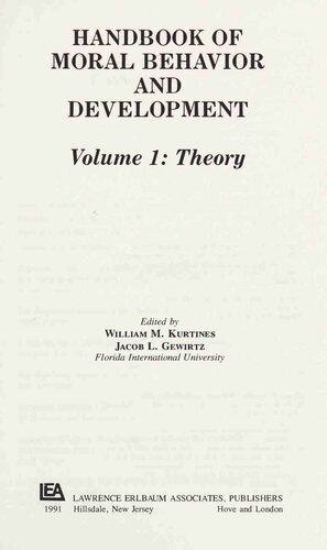 Handbook of Moral Behavior and Development. Volumen 1: Theory