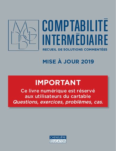 Comptabilité intermédiaire - Recueil de solutions commentées - Mise à jour 2019