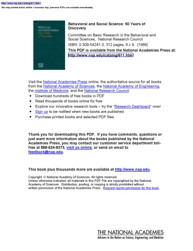 Behavioral and social science: fifty years of discovery: in commemoration of the fiftieth anniversary of the 'Ogburn report,' Recent social trends in the United States