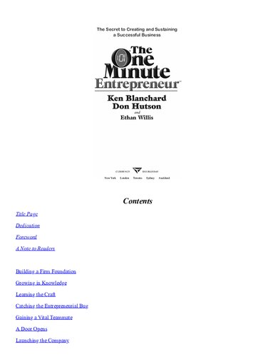 The One Minute Entrepreneur: The Secret to Creating and Sustaining a Successful Business