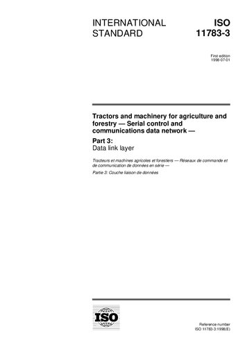 ISO 11783-3:1998, Tractors and machinery for agriculture and forestry - Serial control and communications data network - Part 3: Data link layer