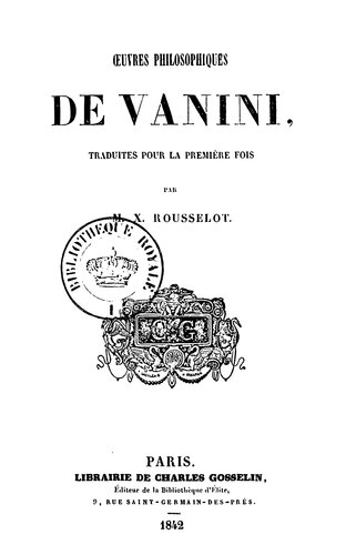 Oeuvres philosophiques de Vanini