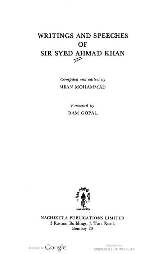 Writings and Speeches of Sir Syed Ahmad Khan