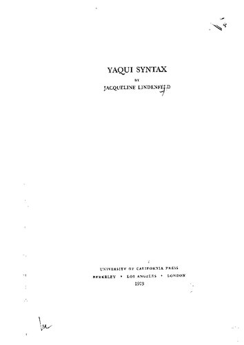 Yaqui Syntax