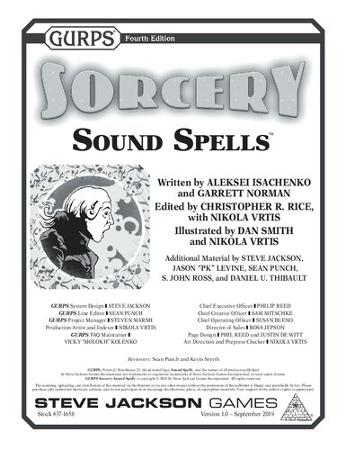 GURPS Thaumatology - Sorcery - Sound Spells