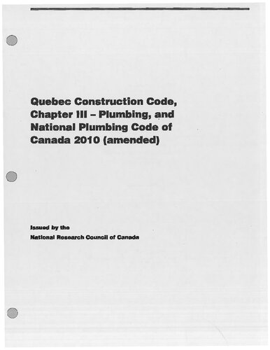 National Plumbing Code of Canada 2010 (amended)