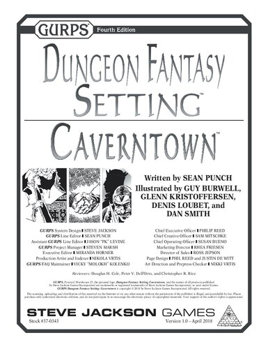 GURPS Dungeon Fantasy Setting: Caverntown