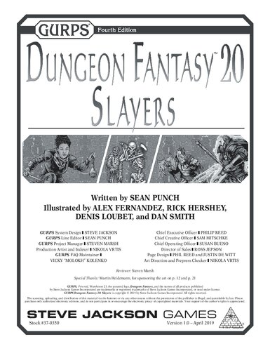 GURPS Dungeon Fantasy 20: Slayers