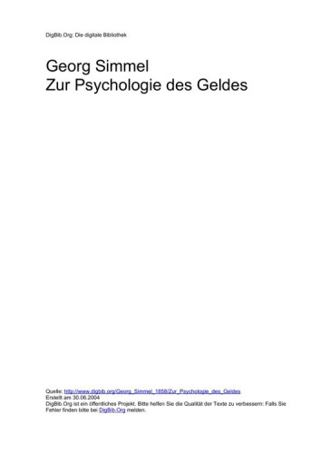 Zur Psychologie Des Geldes