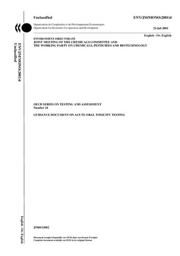 GUIDANCE DOCUMENT ON ACUTE ORAL TOXICITY TESTING