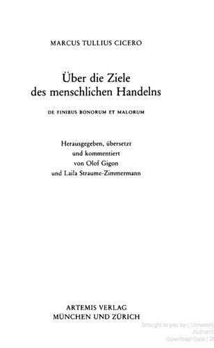 Über die Ziele des menschlichen Handelns - De finibus bonorum et malorum