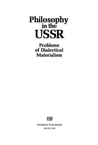 Philosophy in the URSS. Problems of Dialectical Materialism