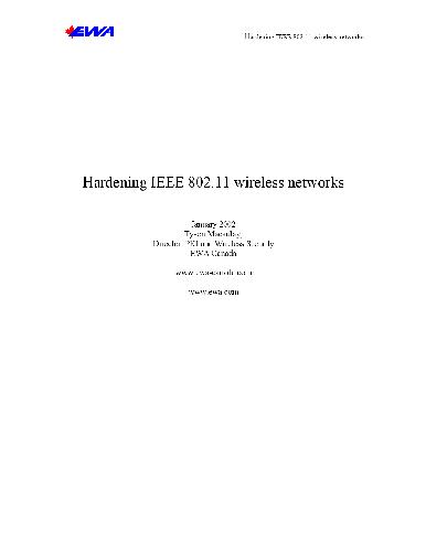 Hardening IEEE 802.11 wireless networks