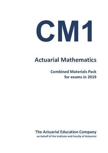 CM 1 Actuarial Mathematics Actuarial Science Study Material