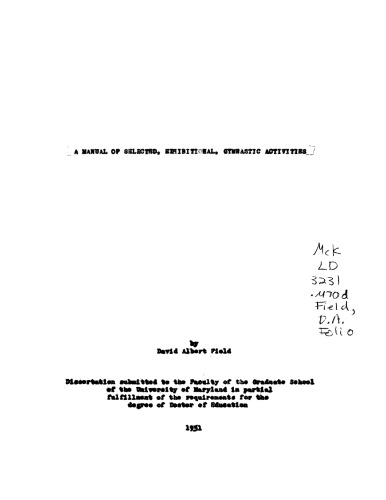 A manual of selected exhibitional, gymnastic activities