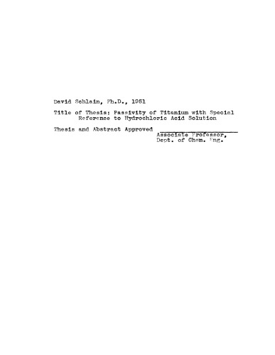 Passivity of titanium with special reference to hydrochloric acid solutions