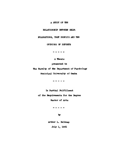 A study of the relationship between self-evaluations, test results and the opinions of experts