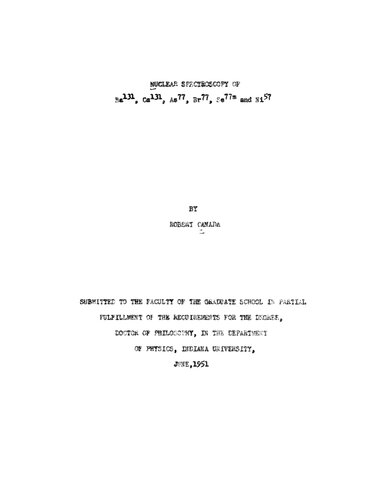 Nuclear spectroscopy of barium-131, cesium-131, arsenic-77, bromine-77, selenium-77m, and nickel-57