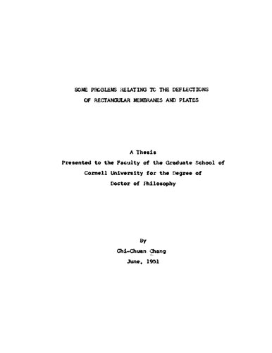 Some Problems Relating to the Deflections of Rectangular Membranes and Plates