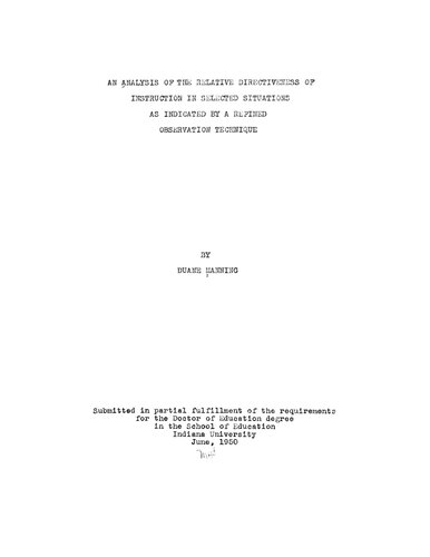 Analysis of the relative directiveness of instruction in selected situations as indicated by a refined observation technique