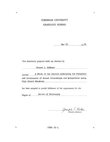 A Study of the Factors Underlying the Formation and Continuance of Mutual Friendships and Antipathies Among High School Students