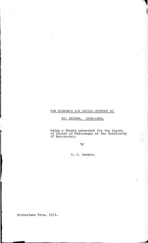 The Economic and Social History of St. Helens, 1830-1900