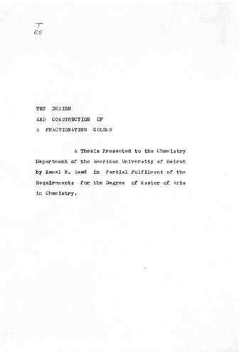 The Design and Construction of a Fractionating Column