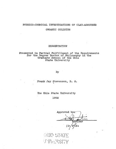 PHYSICO-CHEMICAL INVESTIGATIONS OF CLAY-ADSORBED ORGANIC COLLOIDS