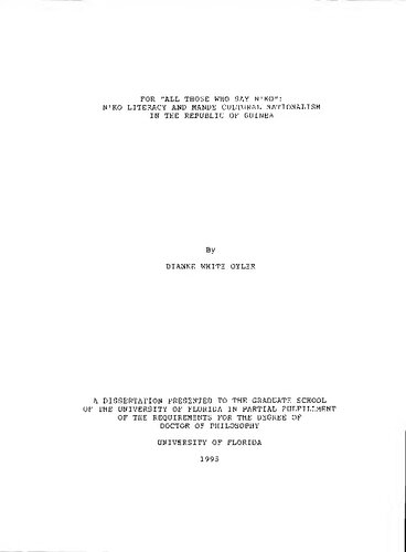 For “all those who say NʼKo”: NʼKo literacy and Mande cultural nationalism in the Republic of Guinea