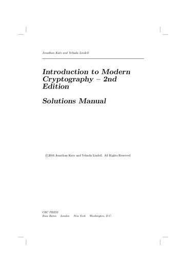 Introduction to Modern Cryptography - Solutions Manual