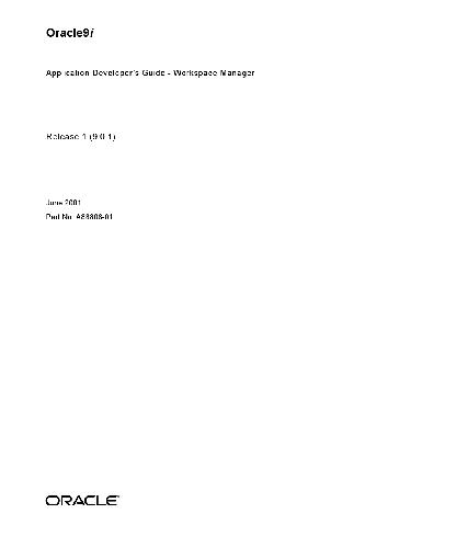 Oracle 9i. Application Developer's Guide - Workspace Manager