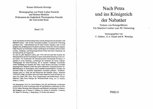 Nach Petra und ins Königreich der Nabatäer: Notizen von Reisegefährten für Manfred Lindner zum 80. Geburtstag