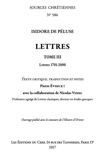 Isidore de Péluse. Lettres. Vol. 3