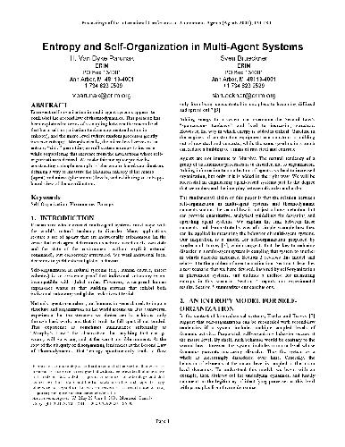 Entropy And Self-Organization In Multi-Agent Systems