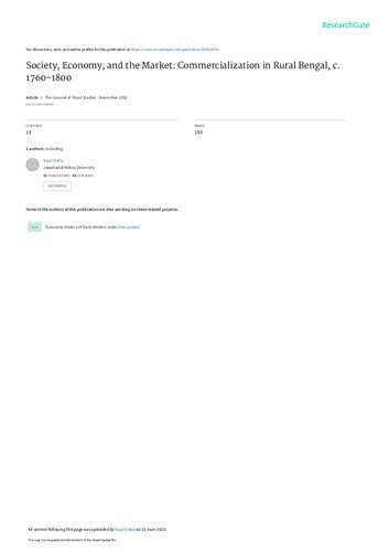 Society, economy, and the market : commercialization in rural Bengal, c. 1760-1800