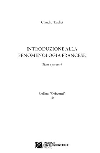 Introduzione alla fenomenologia francese. Temi e percorsi