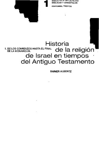 Historia De La Religion En Israel En Tiempos Del Antiguo Testamento Vol 01