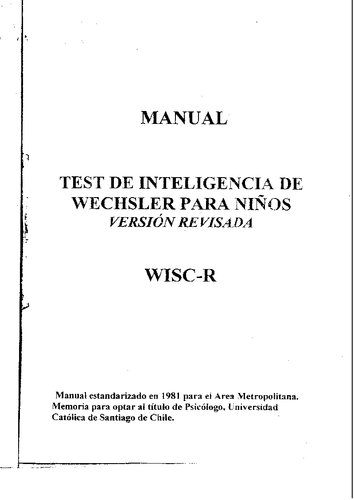 Manual Test De Inteligencia Wechsler Para Ninos