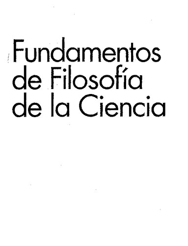 Fundamentos De Filosofia De La Ciencia