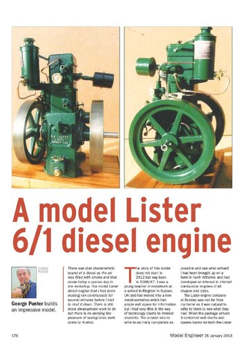 Lister Model Diesel Engine Plan Plans , Type  6/1